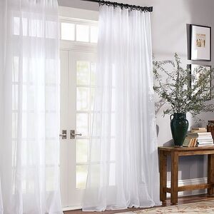 Pottery Barn • NWT White 2-In-1 Pole Top Classic Voile Sheer Curtainsx2 50x108in